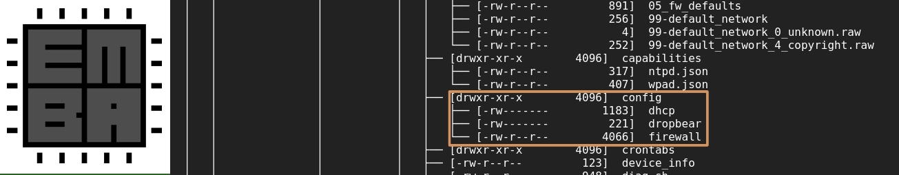 EMBA identified config files present in /etc/config.