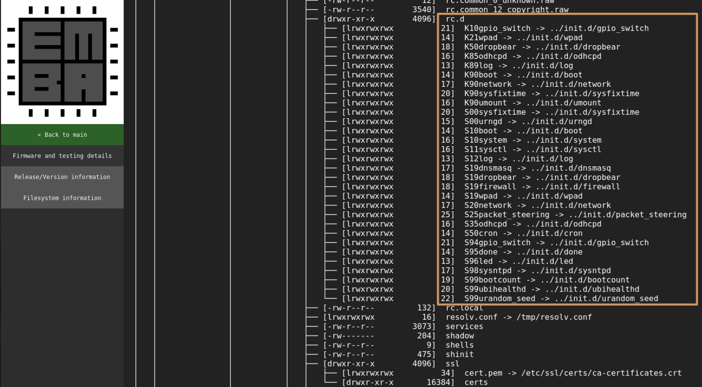 The screenshot of EMBA. It identified file systems present in the firmware.